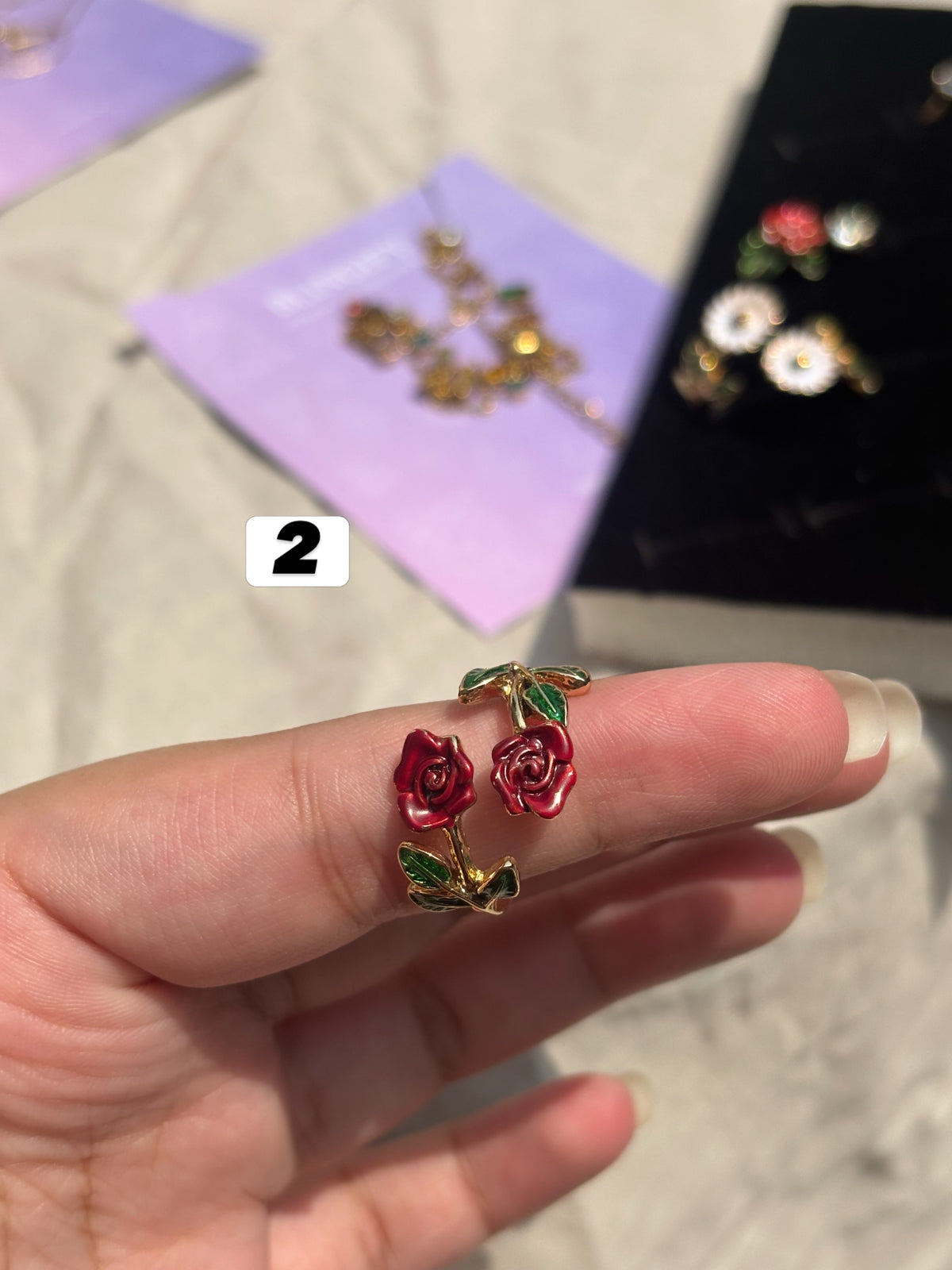 Floral Adjustable Stainless Steel Rings Tarnish Free