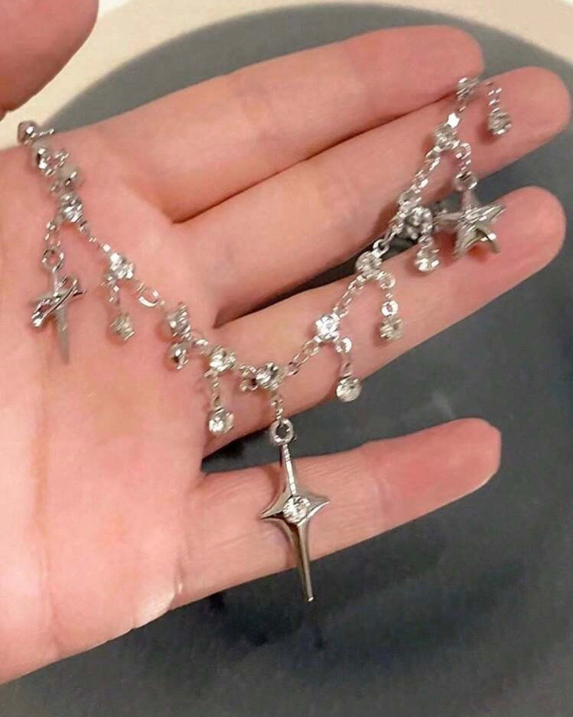 Cross Fringe Necklace Ultra Flashy Zirconia Collarbone Chain