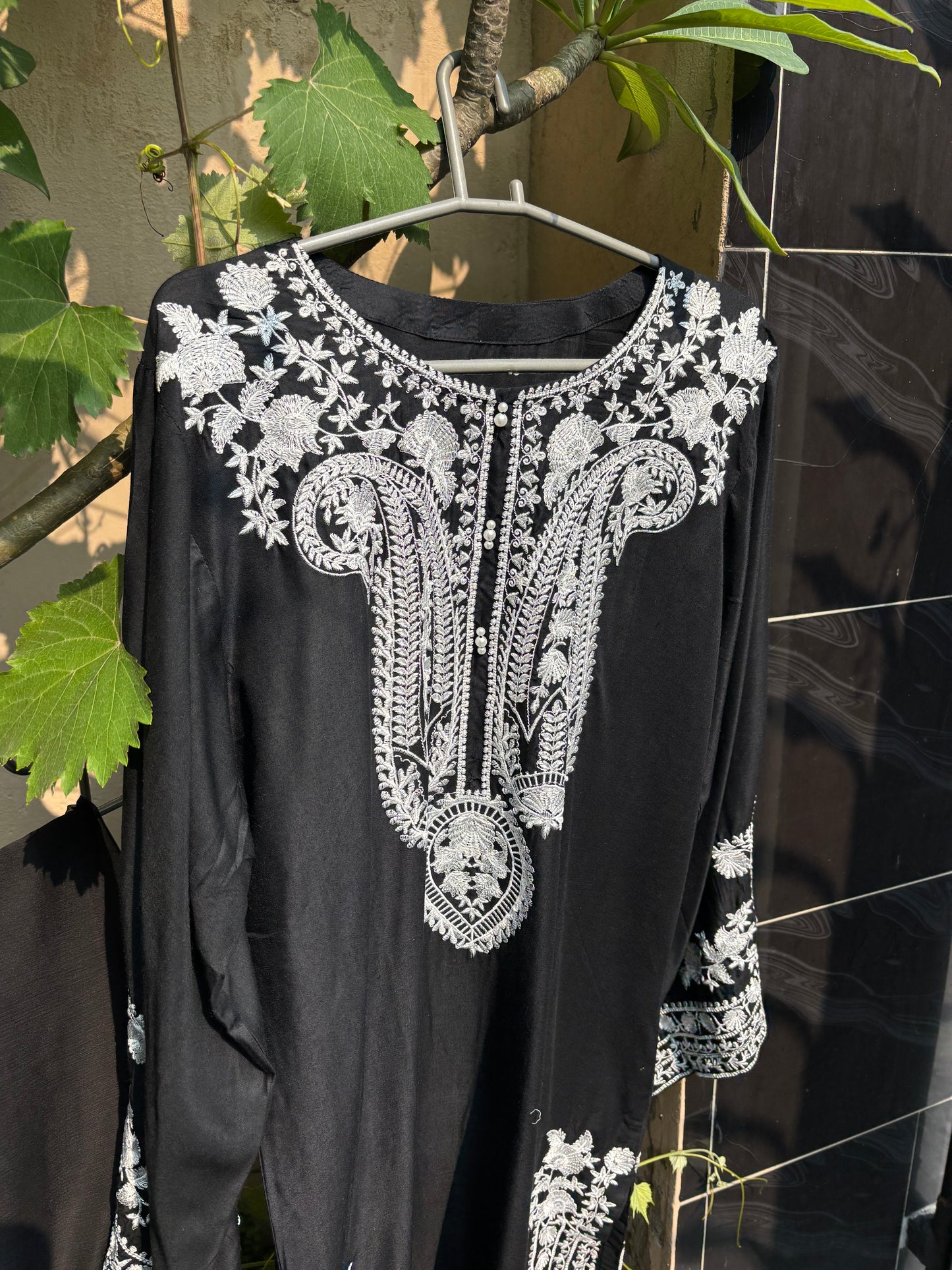 Black & White Embroidered 3 Piece