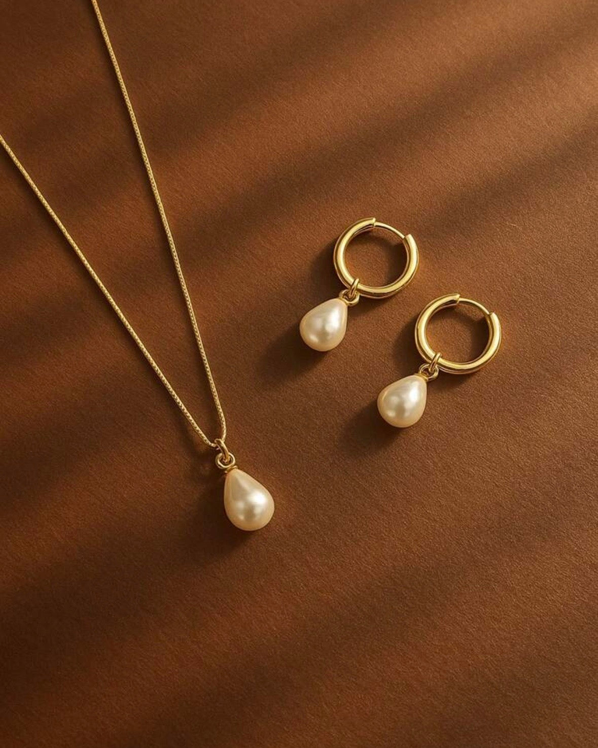 Classic Gold Pearl Set (Stainless Steel. Tarnish Free. Water Proof.)