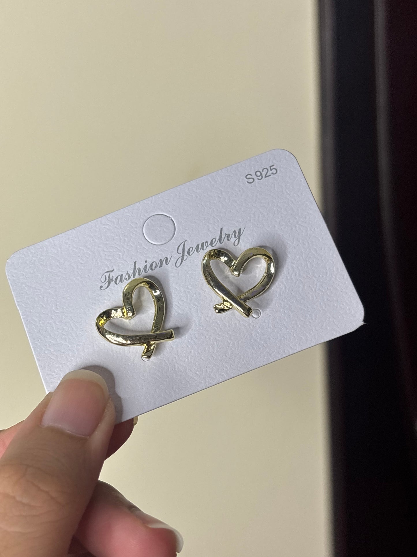 Gold Heart Earrings (Sterling Silver 925)