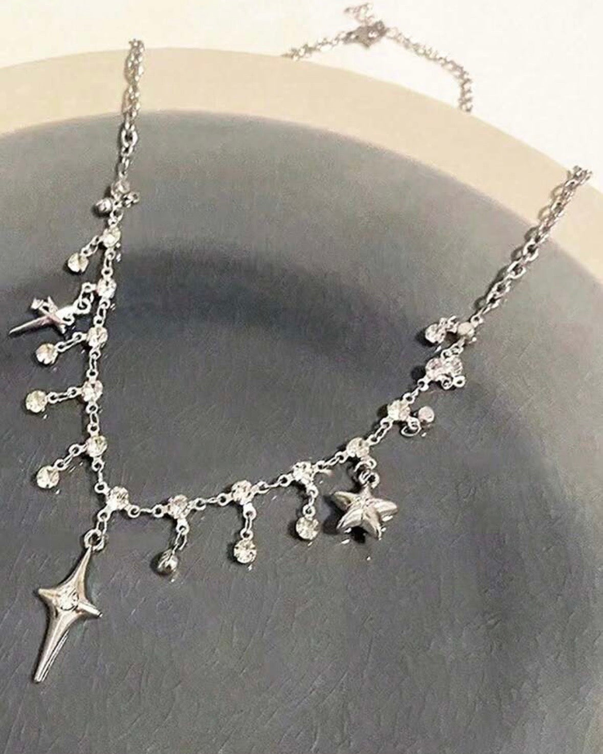 Cross Fringe Necklace Ultra Flashy Zirconia Collarbone Chain
