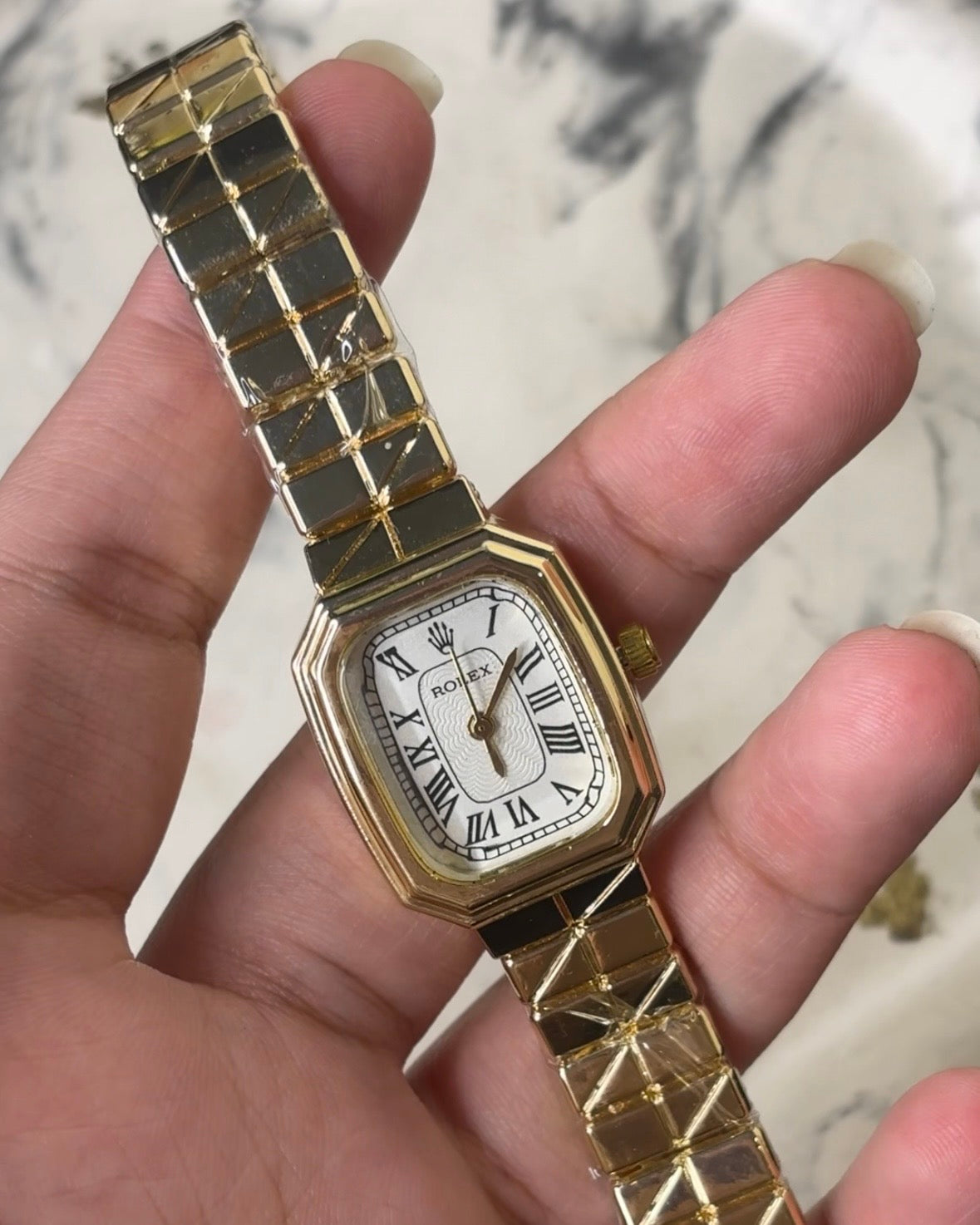 Gold Rectangle Dial Watch