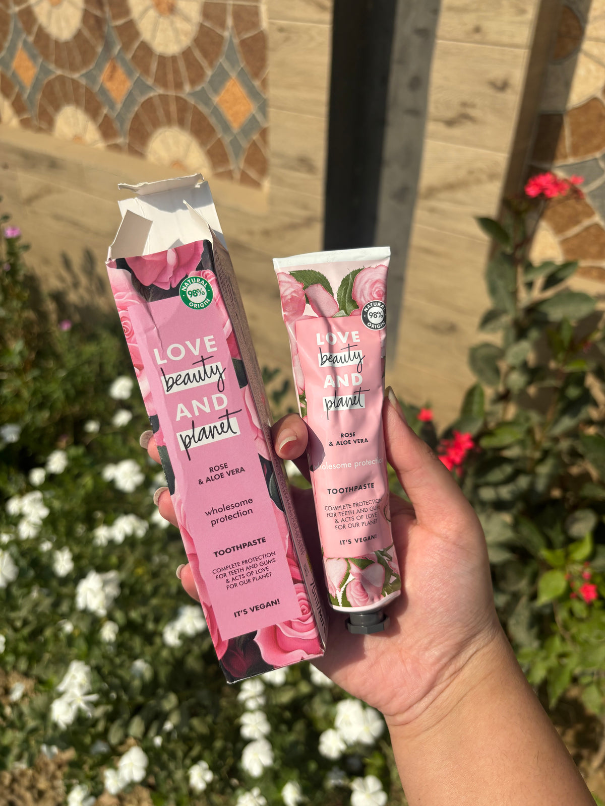 love beauty and planet rose and aloe vera toothpaste