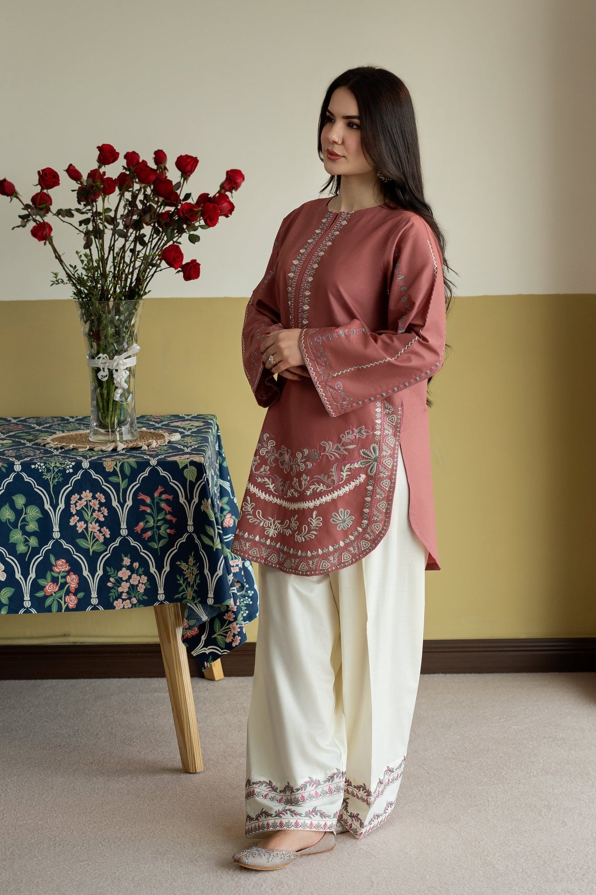 Dreamy Delicate Pink & White Embroidered 2 Piece