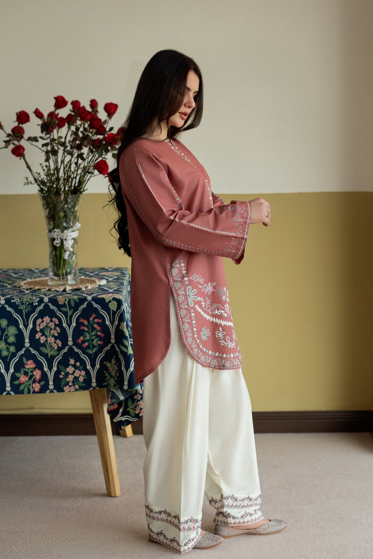 Dreamy Delicate Pink & White Embroidered 2 Piece
