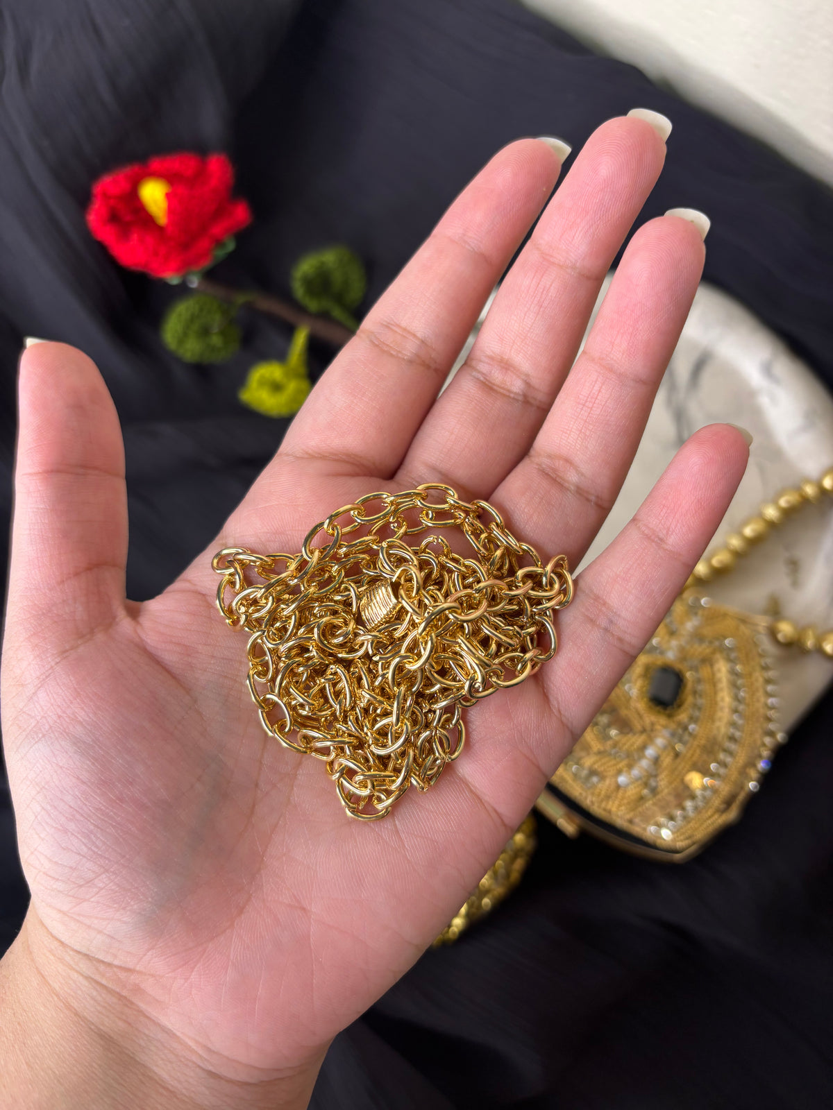 Heart Shaped Kundan Clutch With Maroon Stone