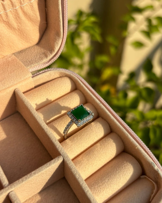 Green rhinestone ring