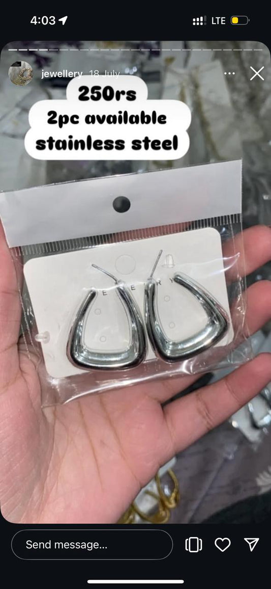 Silver triangle hoops