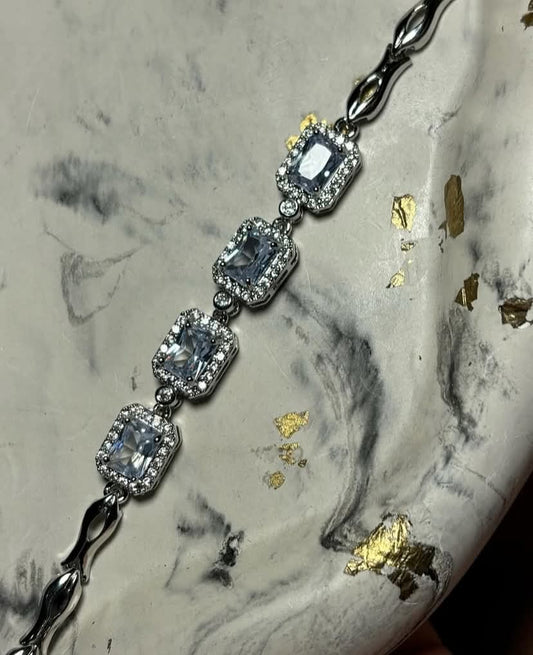 Silver stone bracelet