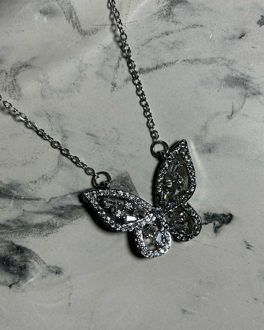 Silver butterfly necklace