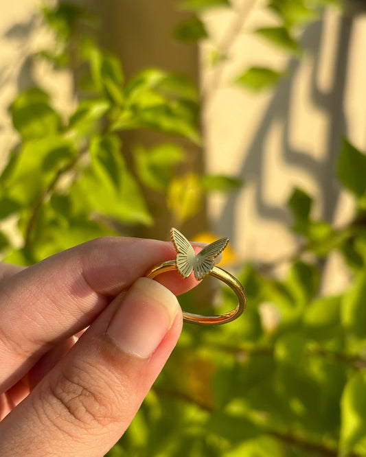 Gold butterfly ring